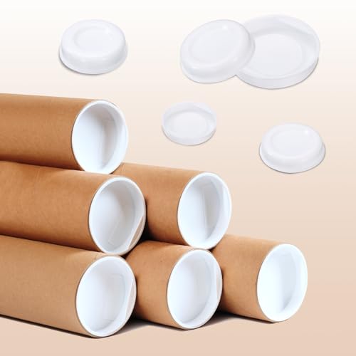 QUARKZMAN 50 Stück Versandhülsen-Endkappen 2,2 ID Runde Karton-Versandhülsen-Endkappen Schützende Kunststoff-Poster-Endkappen für Papier-Versandhülsen Versand von Dokumenten und Kunst