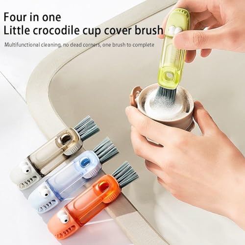 Image of Cots and Cuddles 1pc Bottle Cleaning 3-in-1 Silicone Cleaning Kit for Baby Milk Bottles, Nipple Cleaner and Straw Tool |Multipurpose Scrubbing Brush |Random Colour (Crocodile)