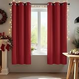 Deconovo Blackout Curtain Room Darkening Thermal Insulated Curtains Grommet Window Curtain for Bedroom Red 38 x 54 Inch 2 Panels