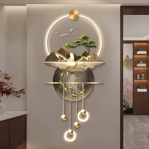Tableau LED poisson koï et pin accueillant lumineuse pour entrée