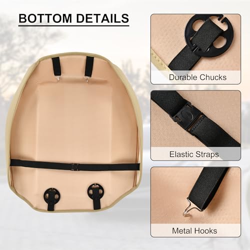 Image of BWTJF 2 Pack Front Car Seat Bottom Covers, Universal Auto Seat Cushions, Nappa Leather Full Wrapping Edge Compatible with Most of Vehicles - SUVs /Sedans /Pickup Trucks, Beige