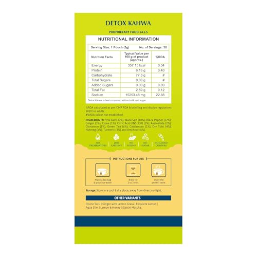 Image of Leeford Detox Kahwa Green Tea - Pack of 2 (30 Bags Each) | Infused with Himalayan Pink Salt, Tulsi, Cardamom, Cinnamon | Boosts Immunity | Helps in Liver Purification | Regulates Blood Pressure