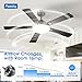 Passky Ceiling Fans with Lights, 52 inch Sleek Ceiling Fan with Light and Remote Control, 3CCT, Dimmable, Reversible, Noiseless, Black Ceiling Fan for Bedroom, Living Room