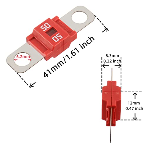 BOJACK AMI/Midi Fuse 50A High Current Fuse for Cars Trucks, Construction Vehicles, Buses, Caravans (Pack of 5) - Image 3