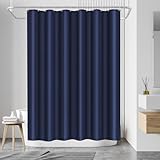 LUKDUNG 180x200 Badevorhang Polyester Textil, Duschvorhang Anti-schimmel für Badezimmer, Vorhang für Badewanne Dusche aus Stoff Wasserdicht Waschbar, Shower Curtain mit 12 Haken Marineblau