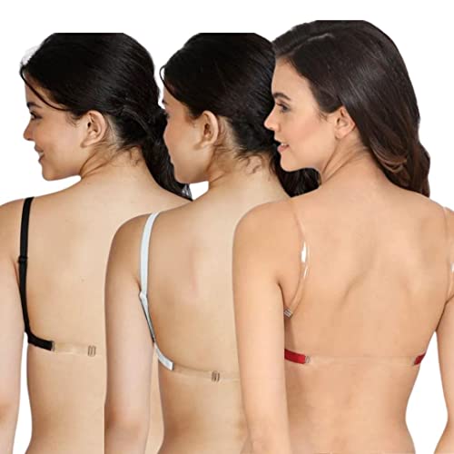 Image of Be-Wild Full Coverage Non Padded Backless Transparent Strap Bra for Women and Girls /Ladies /Black /Cotton /Casual /t-Shirts /Everyday /Regular /Bras