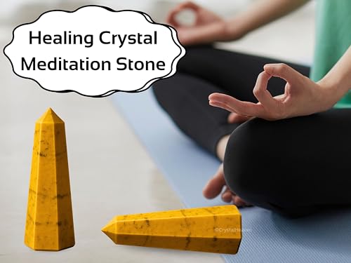 Image of Crystal Heaven Yellow Jasper Crystal Tower Obelisk Point For Chakra, Healing And Balancing - Aaa Grade Original Certified Gemstone Agate For Reiki Meditation Yoga Spiritual (3-4 Inches)