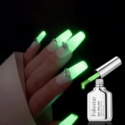 Glow in the Dark Gel Nail Polish Translucent Shine with A Cool Green Tint