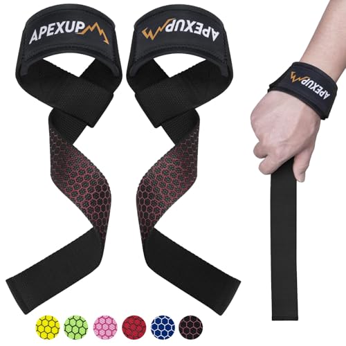 APEXUP Lifting Wrist Straps for Weightlifting, Gym, Deadlift - Black