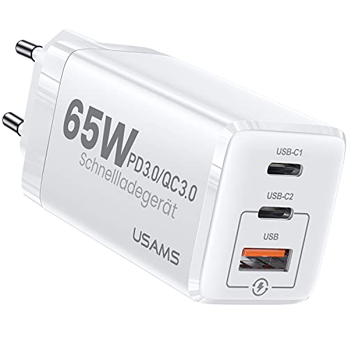 YOUSAMS 65W GaN USB C Ladegerät 3-Port Schnellladegerät PPS: PD3.0/QC3.0/SCP/AFC Netzteil kompatibel mit MacBook Pro/Air…