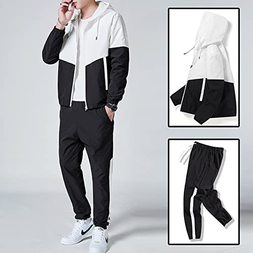 Floette Men Retro Windbreaker Track Suit Track Jacket Track Pant Athletic Hip Hop Windproof Sweat Suit 5