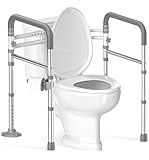 Soundfuse Toilet Safety Rails for Seniors, Adjustable Toilet Handles for Elderly and Disabled, Foldable Handicap Toilet Safety Frame Fit Any Toilets (350 LB)