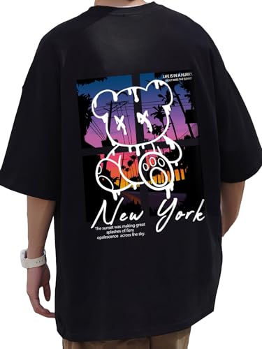 GORGLITTER Men's Novelty Casual Letter Graphic Crewneck T-Shirt