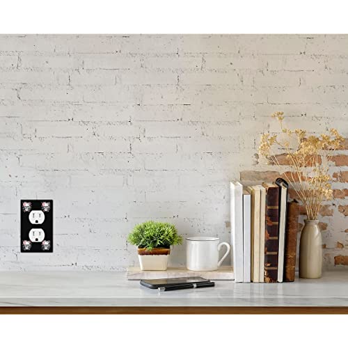 Axayaz Floral Skull Outlet Covers Day Of The Dead Halloween Skeleton Head Flower Wall Plate Duplex Standard Plug Cover For Bedroom Living Room #TOP4