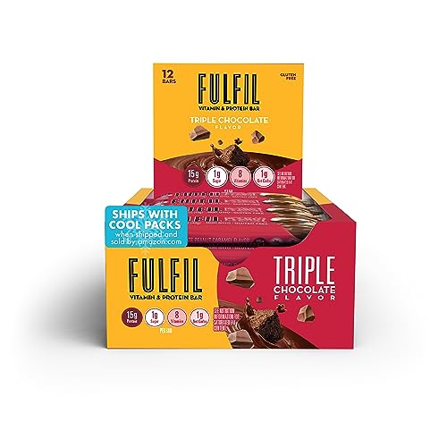 FULFIL Vitamin & Protein Bars, NEW! Triple Chocolate, Snack Sized Bar with 15g Protein and 8 Vitamins Including Vitamin C, 12 Count