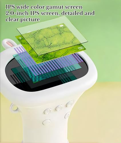 Image of 1000X Portable Digital Microscope, 2MP Macro Handheld Microscope 2.0 Inch IPS Color Screen with 8 LED Lights, Mini Microscope, One Click Photo & Video (White)