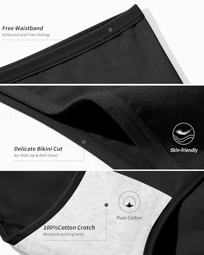 Image of Eiggam Women's Cotton Bikini Panties,High-Cut Full Coverage Stretch Cool Underwear for Women