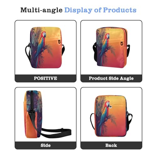 Stylized Tropical Macaw in F messenger bag crossbody cross body bag Womens Casual Purses Adjustable Strap for Travel business4