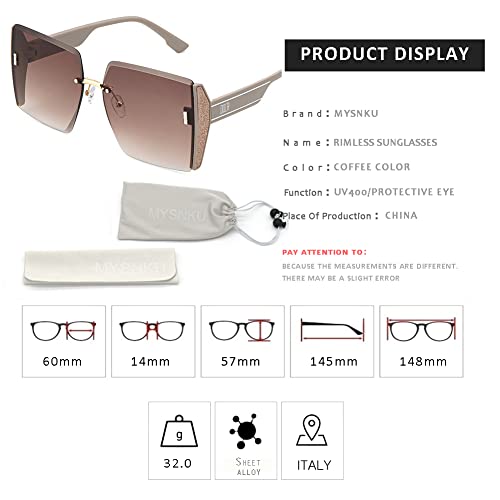 MYSNKU Sunglasses for Women Classic Retro Borderless Tinted Glitter Frame Stylish Inspired4