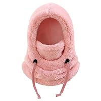 FIRITHYC Kids Balaclava Ski Mask, Windproof Thermal Fleece Face Cover for Winter, Hat Hood & Neck Gaiter Set for Boys Girls (Pink)