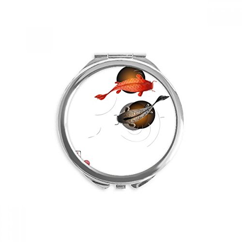 Miroir de poche poisson chanceux cadeau traditionnel de maquillage portable rond multicolore