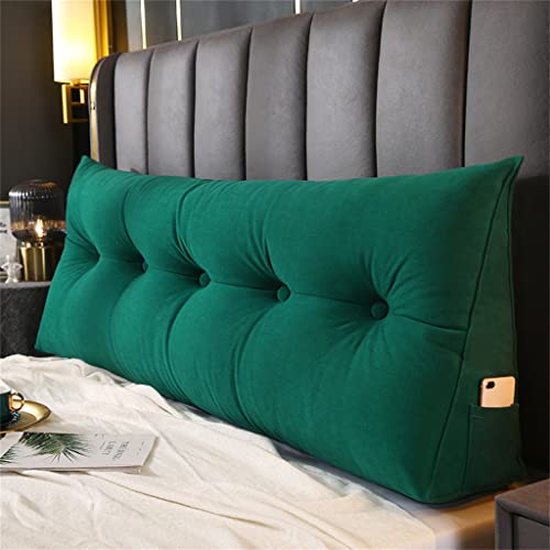 Almohada Triangular De Lectura, Cojín Grande De Soporte para Cabecero, Almohada para Sentarse En El Cabecero De Cama California King para Ver La Televisión, Green 79inch/200cm