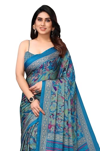 Image of MIRCHI FASHION Women Saree Ethnic Motif Print Chiffon | Breathable Lightweight Plain Weave Sari for Office and Daily Use (Available in 20 Designs)