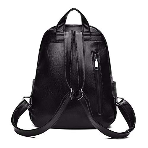 Mochila Tendycoco de couro sintético macio para uso diário escolar lazer preto para mulheres