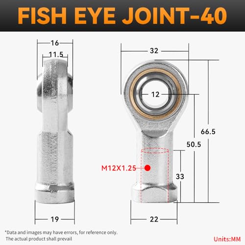 Image of Cylinder Fisheye Joint Bearing Internal Gear Universal Joint Ball Head Connecting Rod Suitable for Pneumatic SC 40 Cylinder