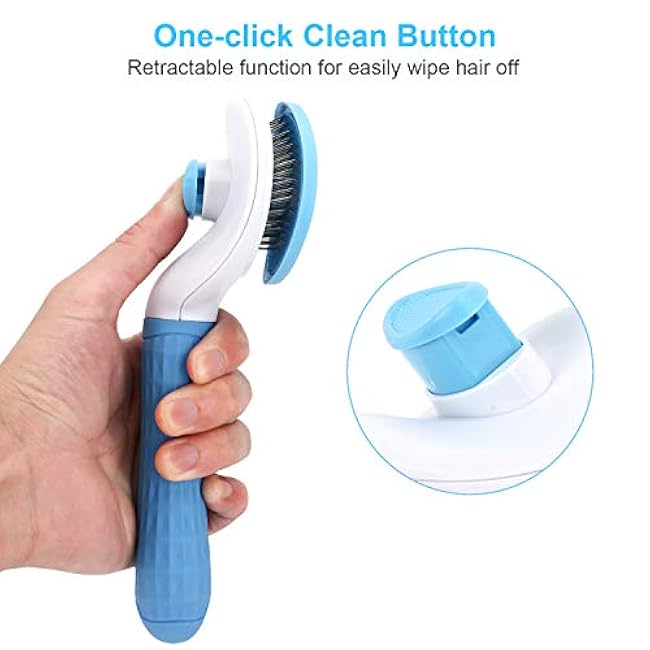 Depets Self Cleaning Slicker Brush, Dog Cat Bunny Pet Grooming Shedding Brush - Easy to Remove Loose Undercoat, Pet Massaging Tool Suitable for Pets with Long or Short Hair-dyWto3Vo