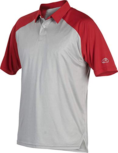 Rawlings Men's Standard Colorsync Polo, Grey/Red, Small
