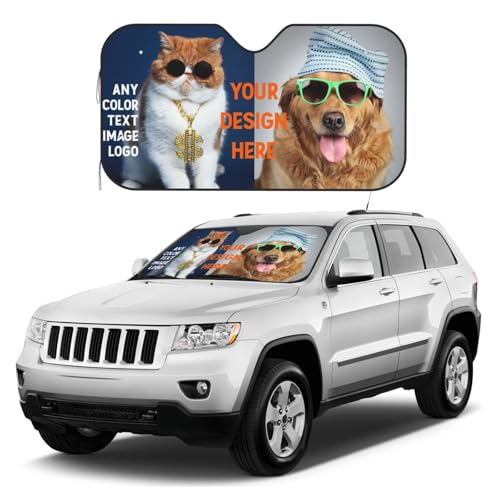 Parasol de aluminio para coche personalizado con tu foto y texto protector universal de 140cm