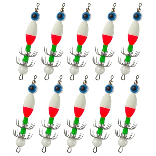 Hameçons fluorescents pour calamar en L coffret de 4 ou 10 pièces pour pêche nocturne