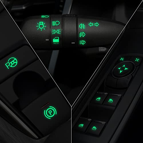 Glowing Car Center Console Button Stickers, Car Decorative Switch Label Stickers For Covering Broken And Faded Control Buttons, Cool Car Interior Accessories (B-132Pcs) #TOP5