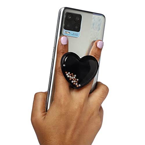 Image of Cute Anime Mobile Holder Grip Stand for Phones Selfie Holder for Smartphones, Designed for Kids and Teens. [ Gel Inside ]-(Model - Heart Black)