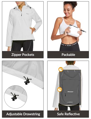 BALEAF Women's Rain Jackets Waterproof Windbreaker Windproof Running Lightweight Cycling Jacket Reflective Packable Hooded - Image 6