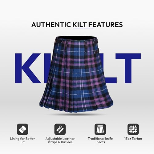 Image of 8 Yard Mens Kilt - Authentic Tartan Kilt for Men Highland Outfit for Weddings & Traditional Scottish Wear
