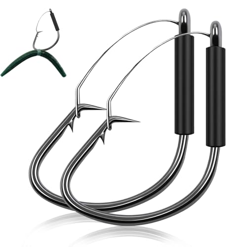 9KM DWLIFE Weedless Wacky Rig Hooks 25Pcs Weedless Hooks Sharp Corrosion-Resistant Wacky Worm for Bass Fishing Neko Rig