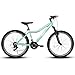 HIWORK Mountain Bike 26 Inch, High Density Carbon Steel Frame Girls Bike with 21-Speed Front Suspension Dual V-Brakes, Bike for Teenagers Girls Womens Bicycle | Light Green