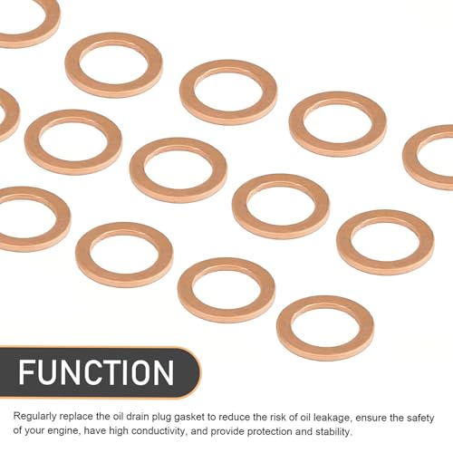 Image of 15PCS Oil Drain Plug Gasket, 14mm Copper Oil Drain Plug Washer Gaskets, Compatible for Mercedes Crush Washer OEM Part#: 007603-014106