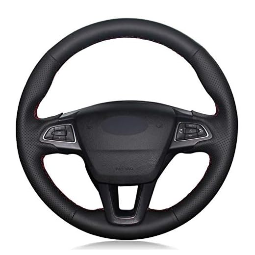 Bilrattkåpa svart konstläder, för Ford Focus 3 2015-2018 Kuga 2016-2019 Escape C-MAX Ecosport 2018-2019