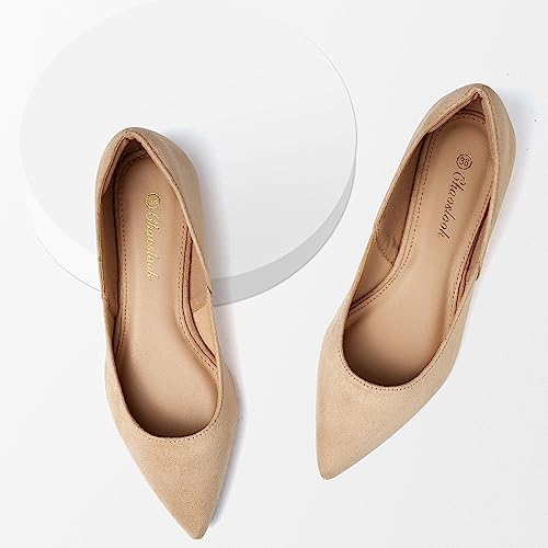 Image of Womens Pointed Toe Black Ballet Flats Comfortable Casual Dress Flats for Women Elegant Memory Foam Flats Shoes with Party Wedding