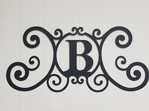 Bookishbunny Monogram Initial Letter A-Z Wrought Iron Metal Scrolled Door Wall Decoration Plaque Art, 24 X 11 Inch 2Mm Thick (B) #TOP1