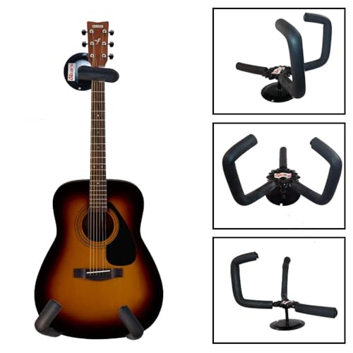 Image of Guitar Wall Mount Acoustic Electric Classical Guitar, Ukulele, Banjo and Mandolin Wall Hanger Slat Wall Horizontal Guitar Holder Bass Stand Rack Hook (1 Pack)