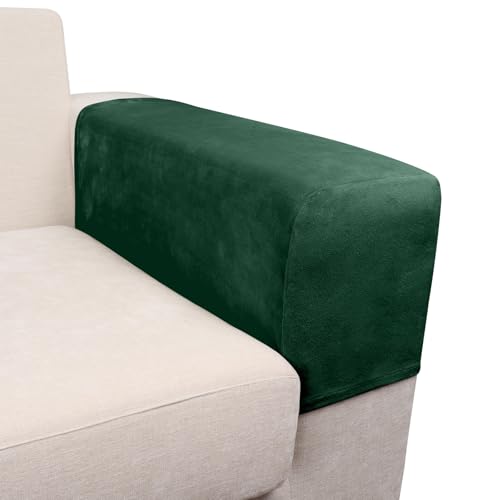 Image of Couch Arm Covers 2 Pcs Sofa Armrest Covers Stretch Couch,Armrest Cover for Chairs Scratch-Resistant Sofa Arm Cover Armchair Slipcovers,Christmas Green