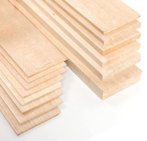 Materia Prima Madera de Balsa para Manualidades y Proyectos de Arte. Tabla de Madera Ligera para Maquetas y Aeromodelismo. Plancha de Madera de Corte Fácil. Lámina de 10 x 100 cm. Grosor 5 mm