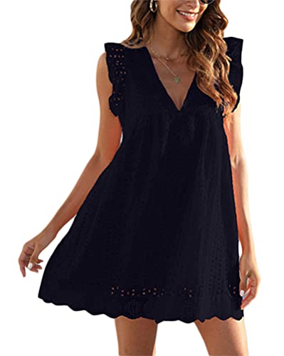 Minetom Damen Aska Kleid Integrierte Shorts Elegant Rüschen Kleider...