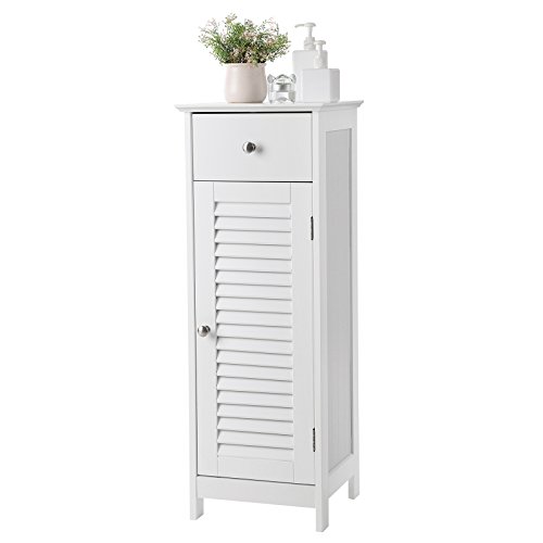 Vasagle Bathroom Floor Cabinet Storage Organizer Set, With Drawer And Single Shutter Door Wooden, White Ubbc43Wt #TOP5
