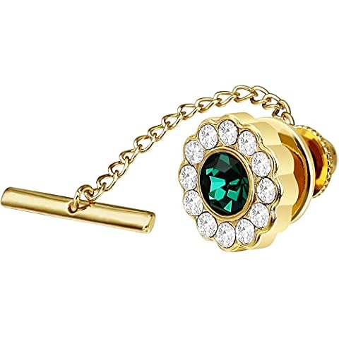 AMITER Crystal Tie Tack with Chain Cover
