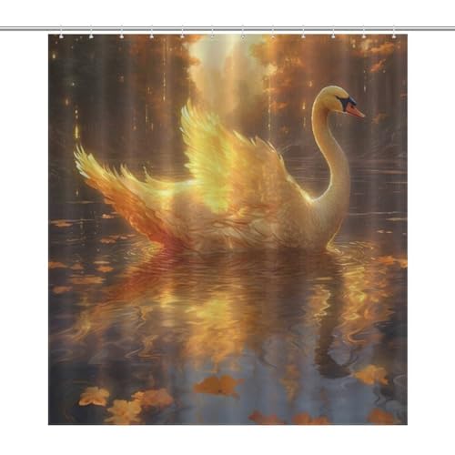 Rideau de douche cygne imperméable en polyester lavable 168x183cm - 7
